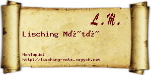Lisching Máté névjegykártya